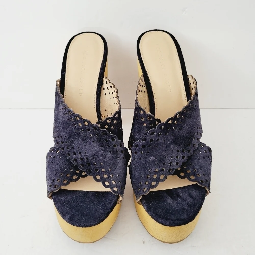 NEW Veronica Beard Gaynor Platform Sandals In Eclipse Navy Size 9.5